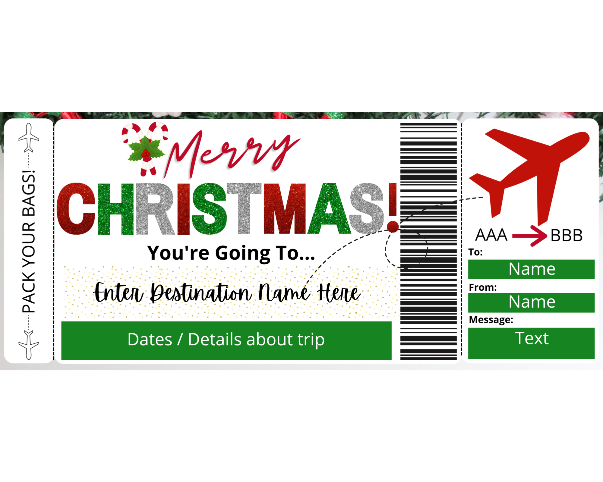 printable christmas boarding pass template – printed smile shop