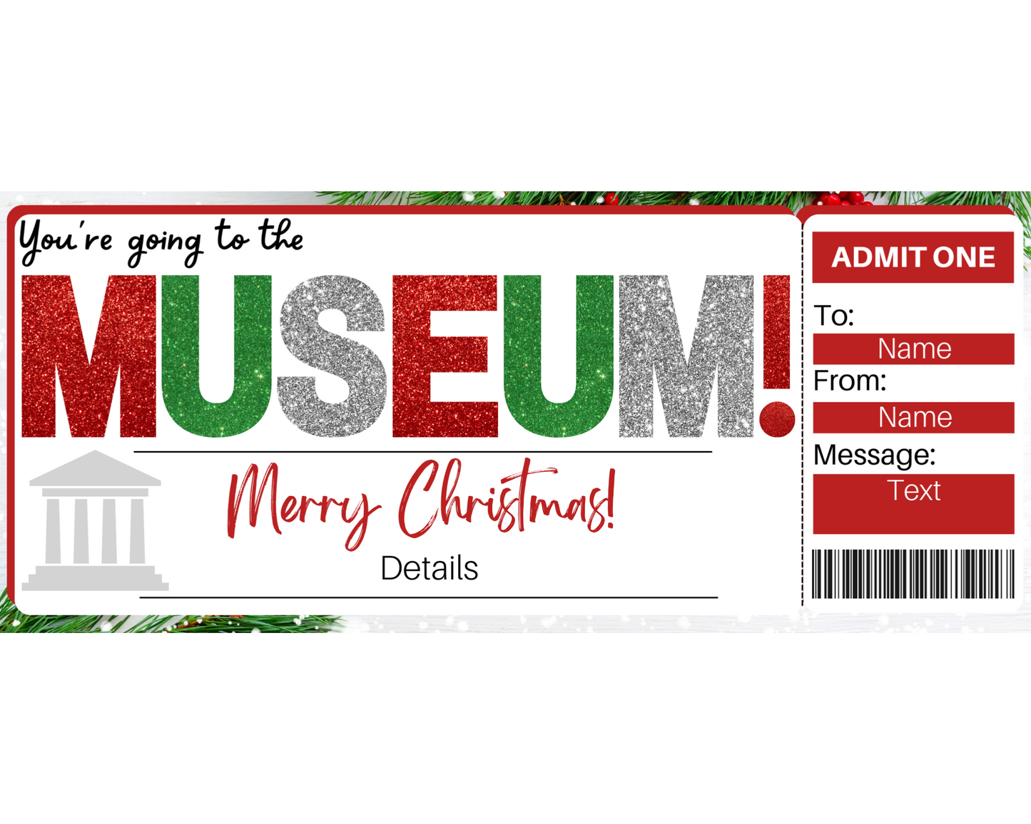 Christmas Museum Gift Ticket Template