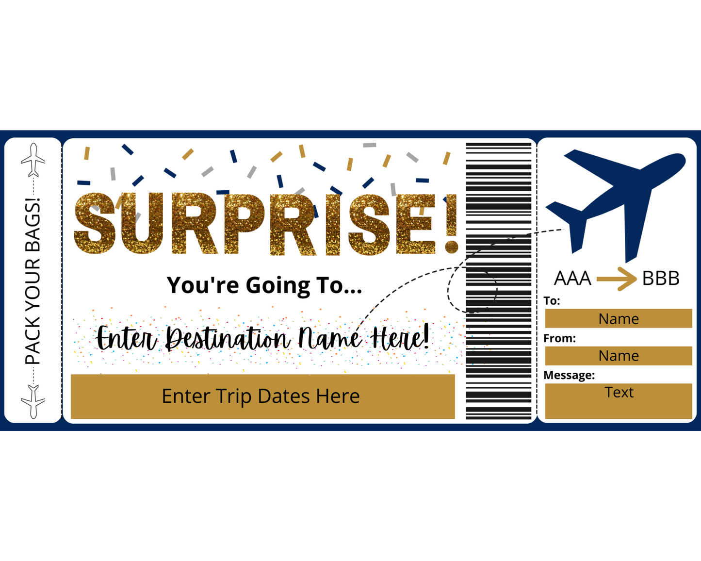 Surprise Boarding Pass Gift Ticket Template