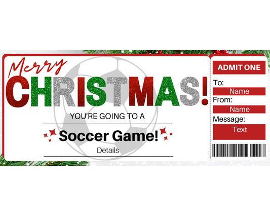 Christmas Soccer Game Ticket Template