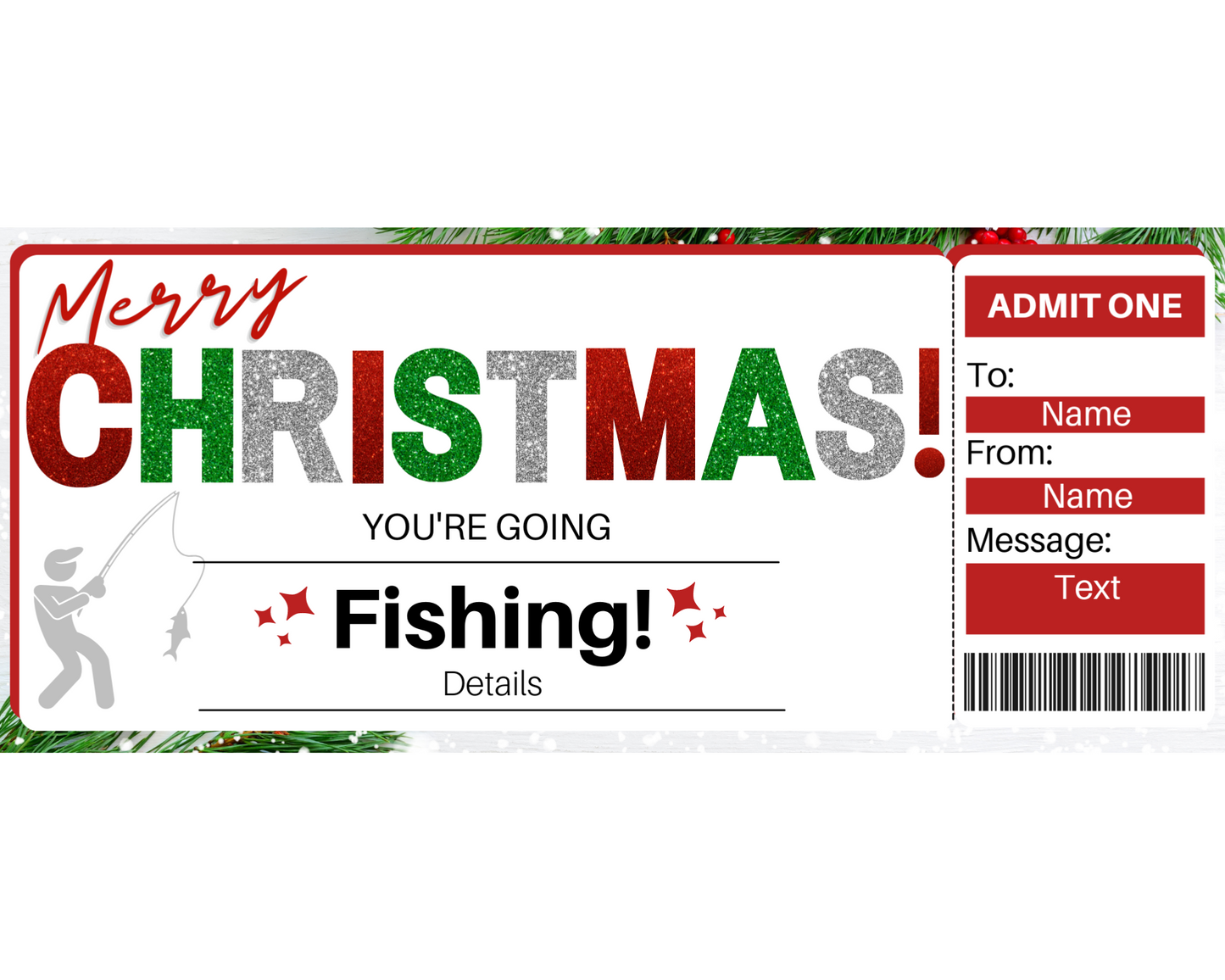 Christmas Fishing Gift Ticket