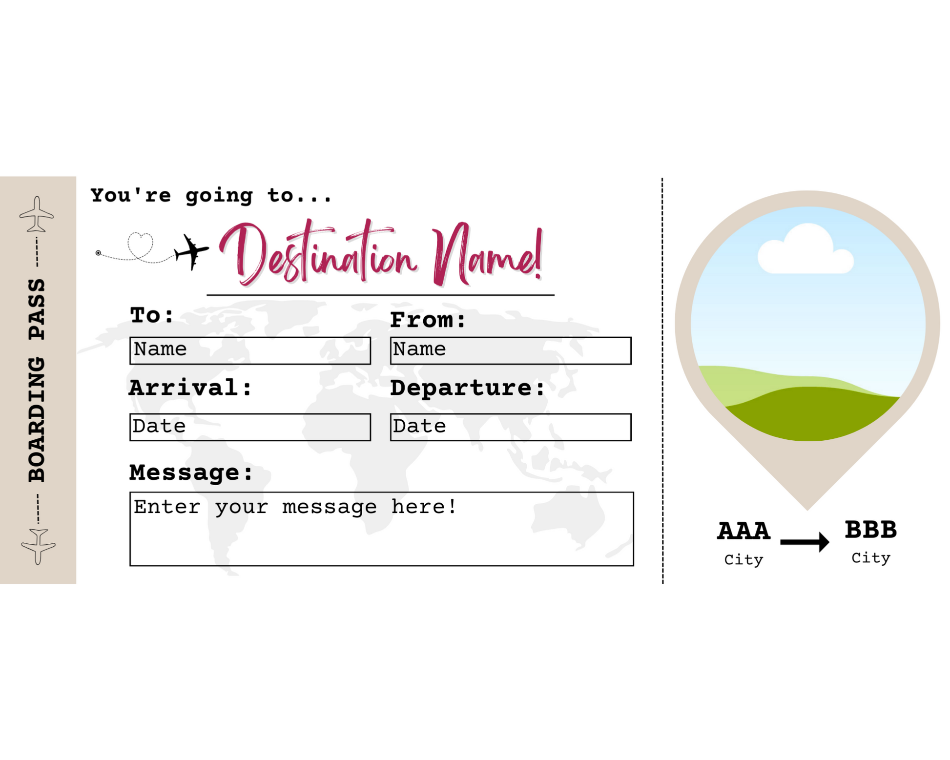 boarding-pass-template-surprise-flight-gift-printed-smile-shop for Free Printable Boarding Pass Template For Gift Boarding Pass Template: Surprise Flight Gift – Printed Smile Shop for Free Printable Boarding Pass Template For Gift