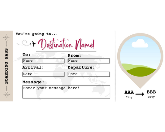 Boarding Pass Template: Surprise Flight Gift