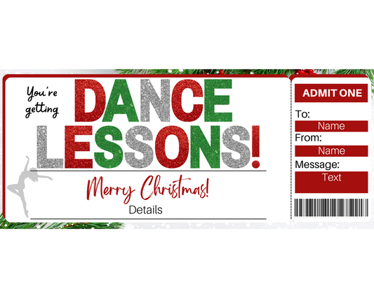 Christmas Dance Lessons Gift Ticket Template