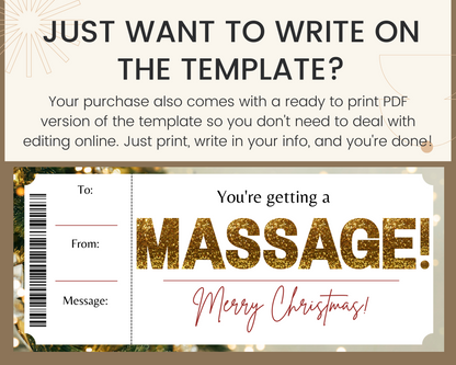 Printable Christmas Massage Gift Certificate Template