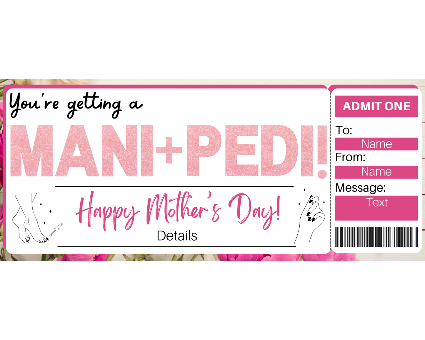 Mother's Day Mani Pedi Gift Certificate Template