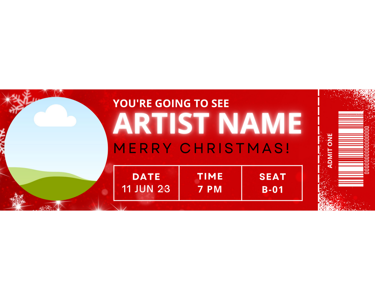 Christmas Concert Ticket Template Add Your Own Image Printed Smile Shop