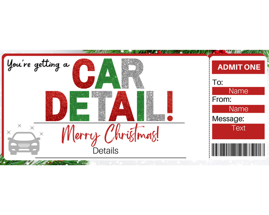 Christmas Car Detailing Gift Ticket Template