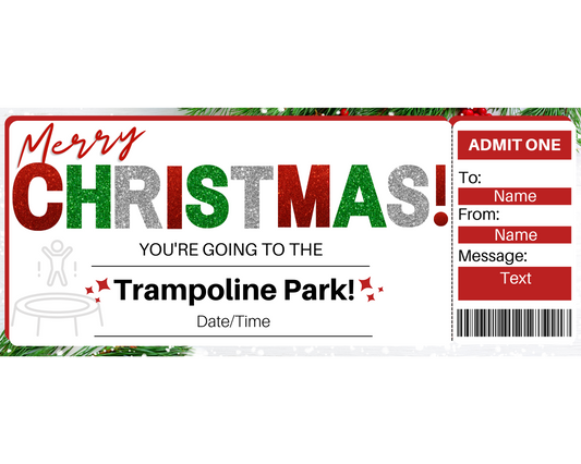 Christmas Trampoline Park Gift Ticket Template