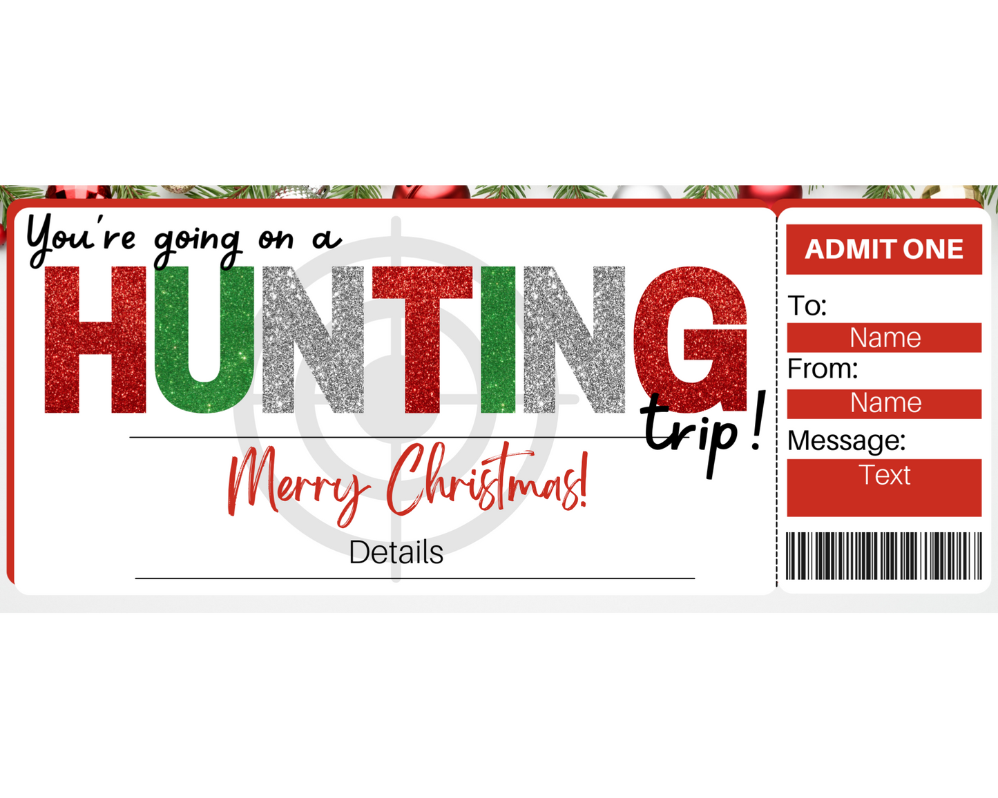 Christmas Hunting Trip Gift Ticket Template