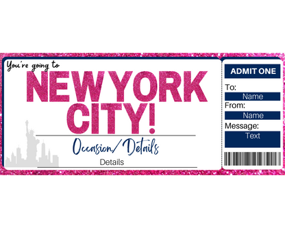 New York City Boarding Pass Ticket Template
