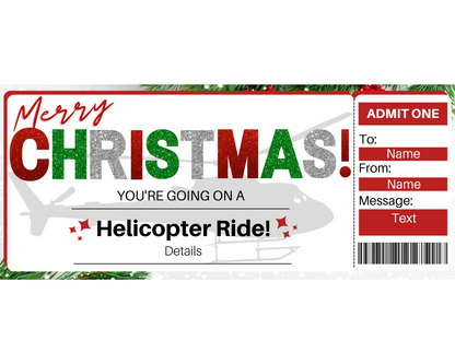 Christmas Helicopter Ride Gift Certificate Template