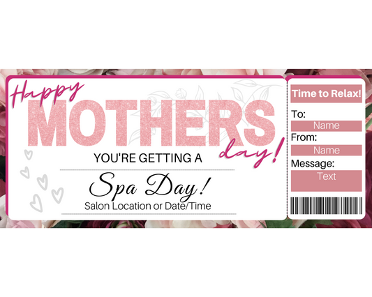 Mother's Day Spa Day Gift Ticket Template
