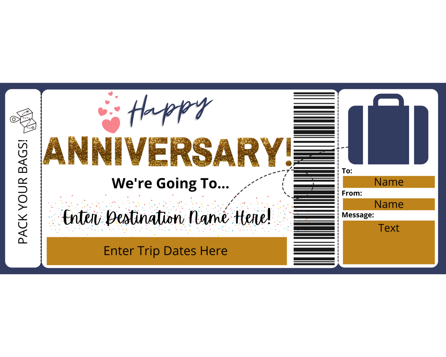 Anniversary Boarding Pass: Surprise Vacation Gift