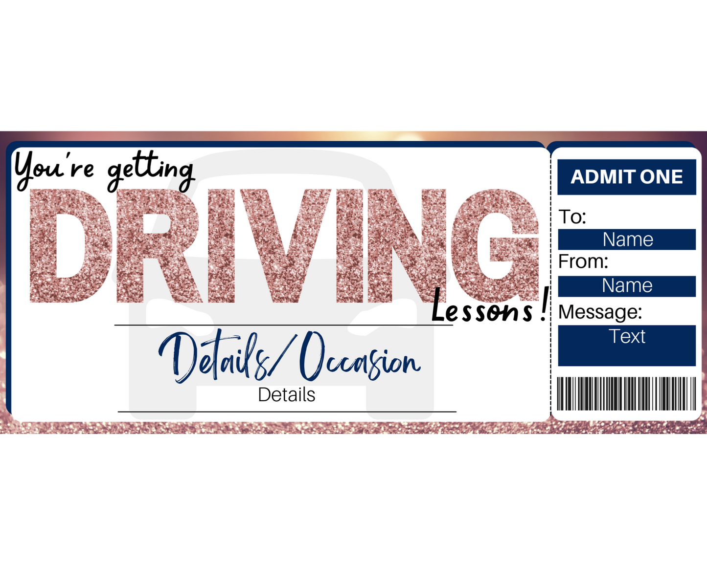 Driving Lessons Gift Certificate Template