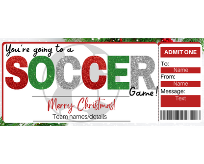 Christmas Soccer Game Gift Ticket