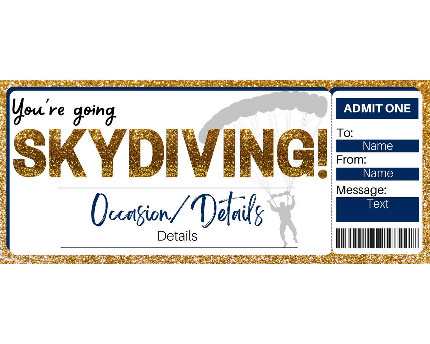 Skydiving Gift Ticket Template