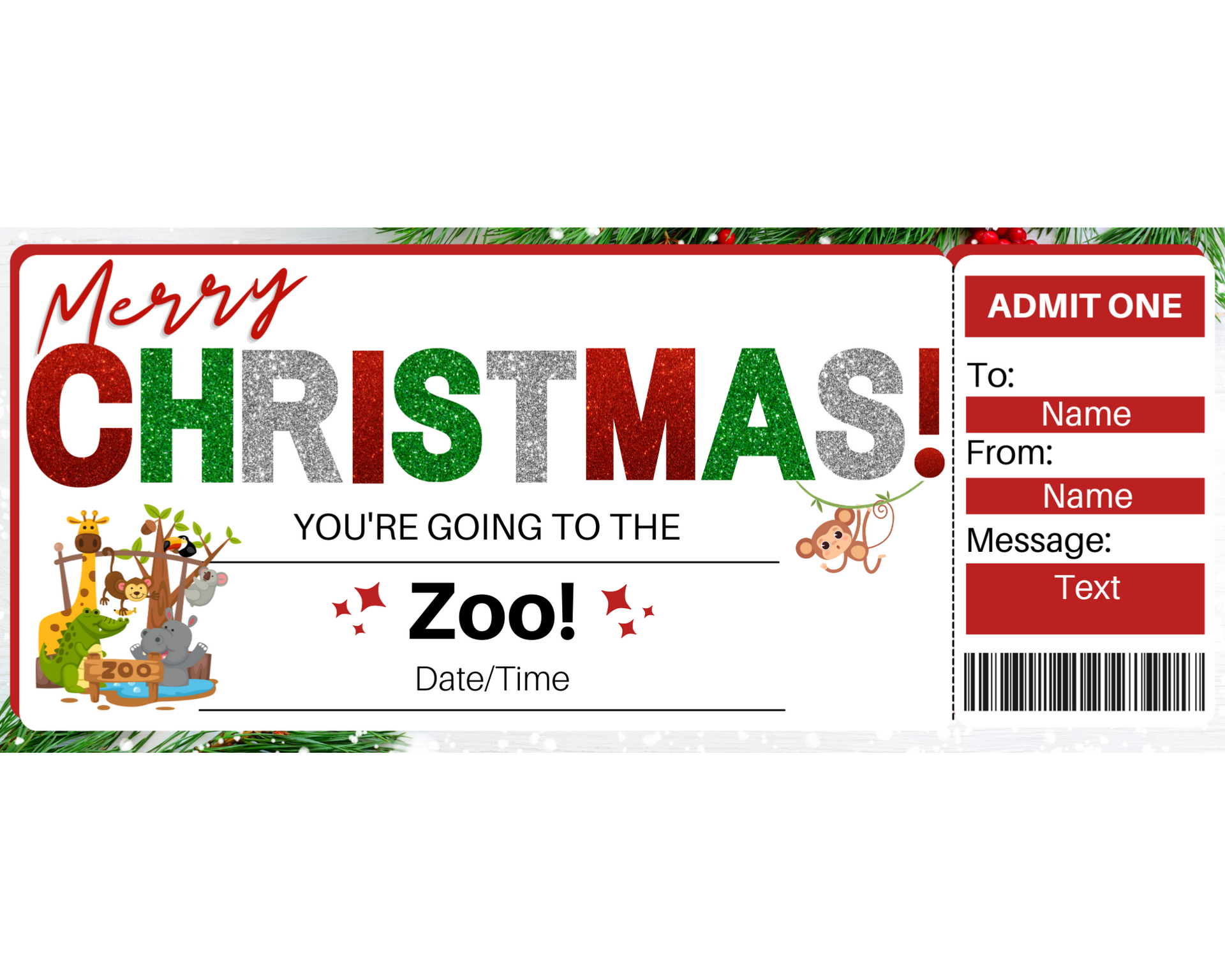 christmas-zoo-gift-certificate-template-printed-smile-shop for Free Printable Zoo Ticket Template Christmas Zoo Gift Certificate Template – Printed Smile Shop for Free Printable Zoo Ticket Template