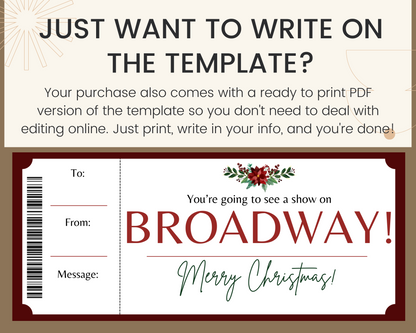 Christmas Broadway Show Gift Certificate Template