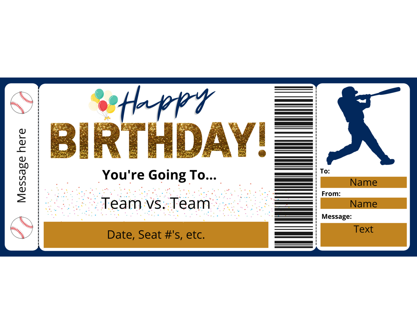 Birthday Baseball Game Gift Ticket