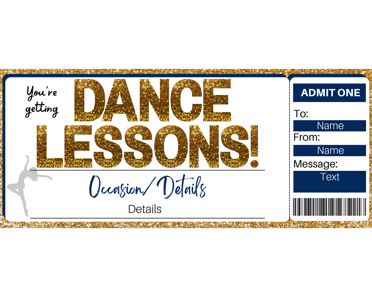 Dance Lessons Gift Ticket Template