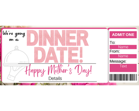 Mother's Day Dinner Date Gift Ticket Template
