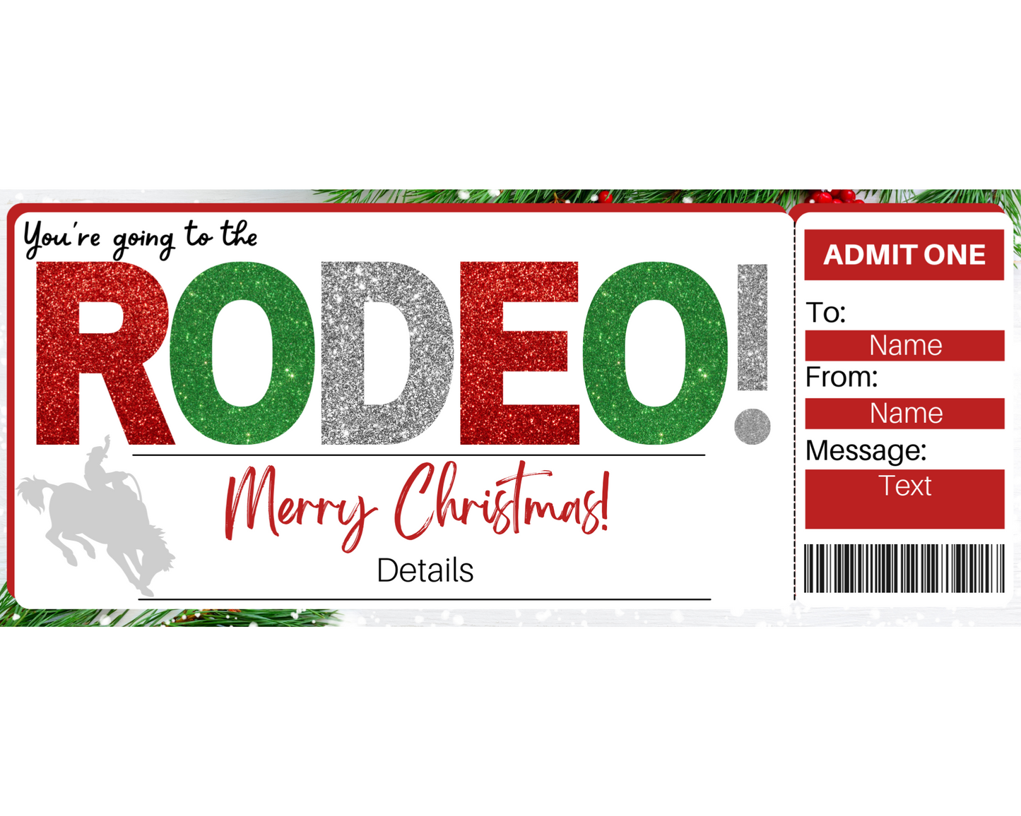 Christmas Rodeo Gift Ticket Template