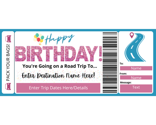 Birthday Road Trip Ticket Template