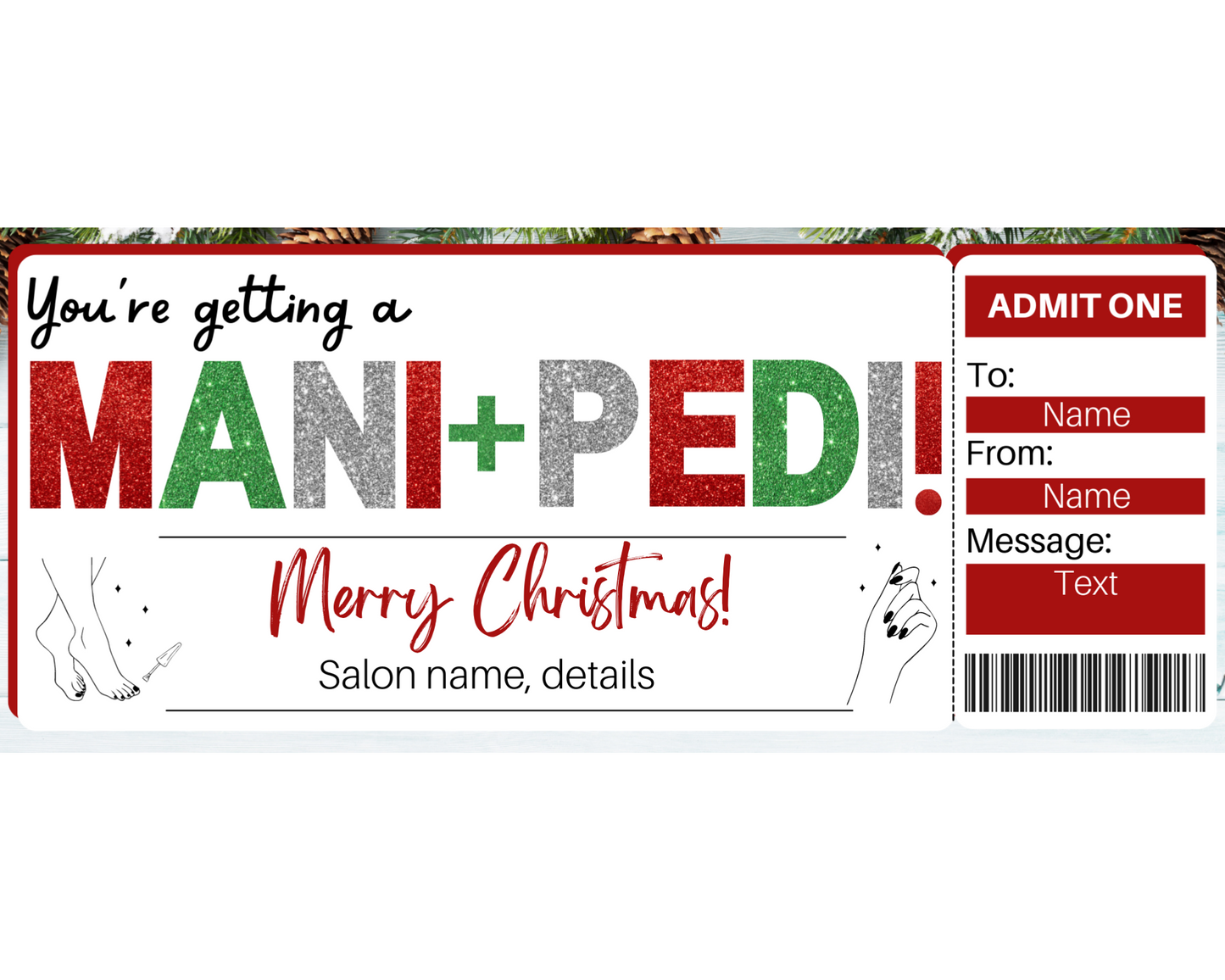Christmas Mani Pedi Gift Certificate