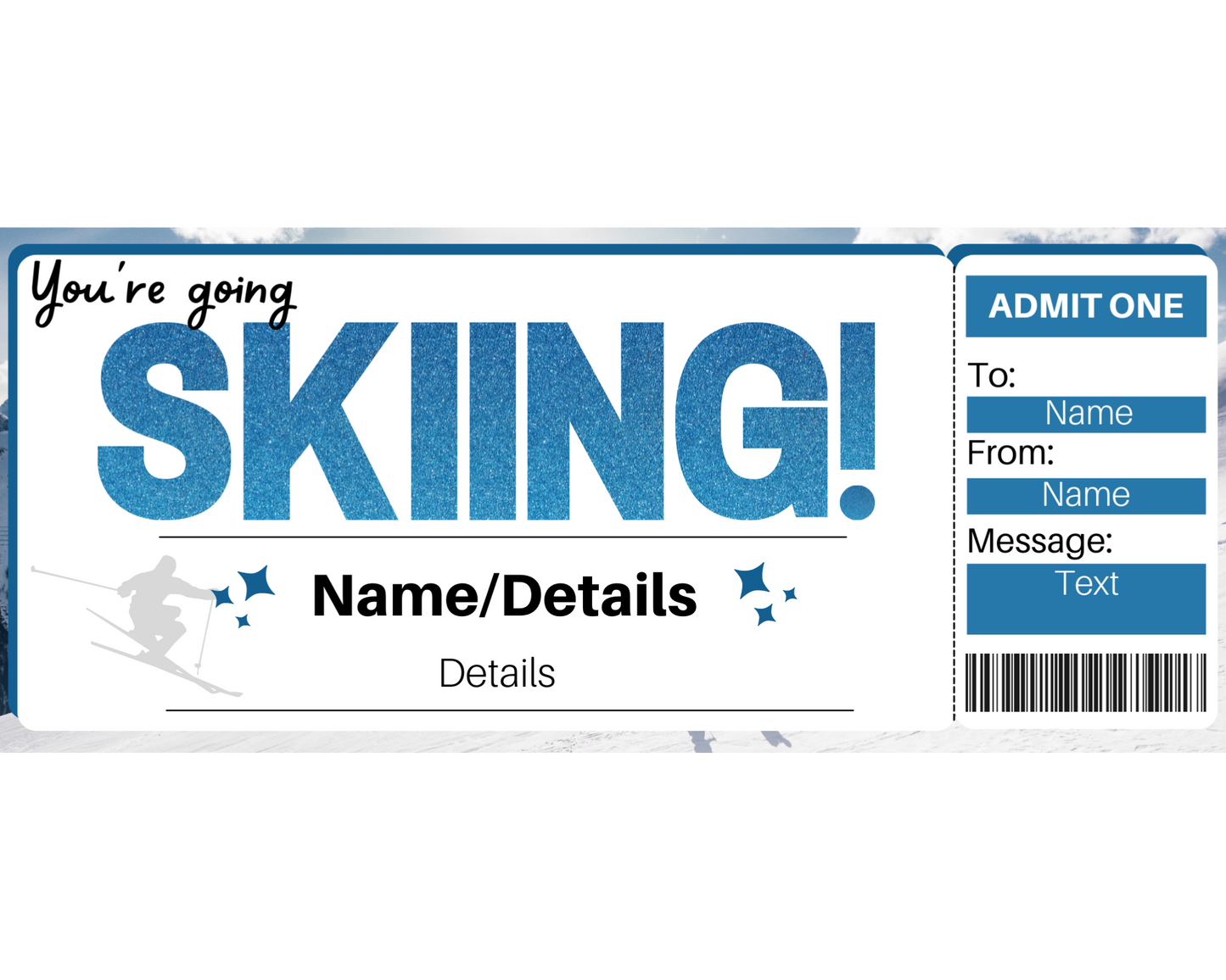 Skiing Gift Ticket Template