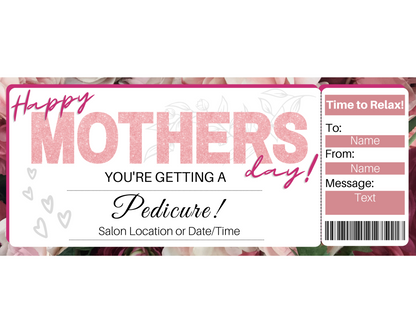 Mother's Day Pedicure Gift Certificate Template