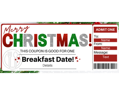 Christmas Breakfast Date Gift Certificate
