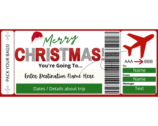 Merry Christmas Flight Ticket Template