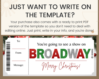 Christmas Broadway Show Ticket Template