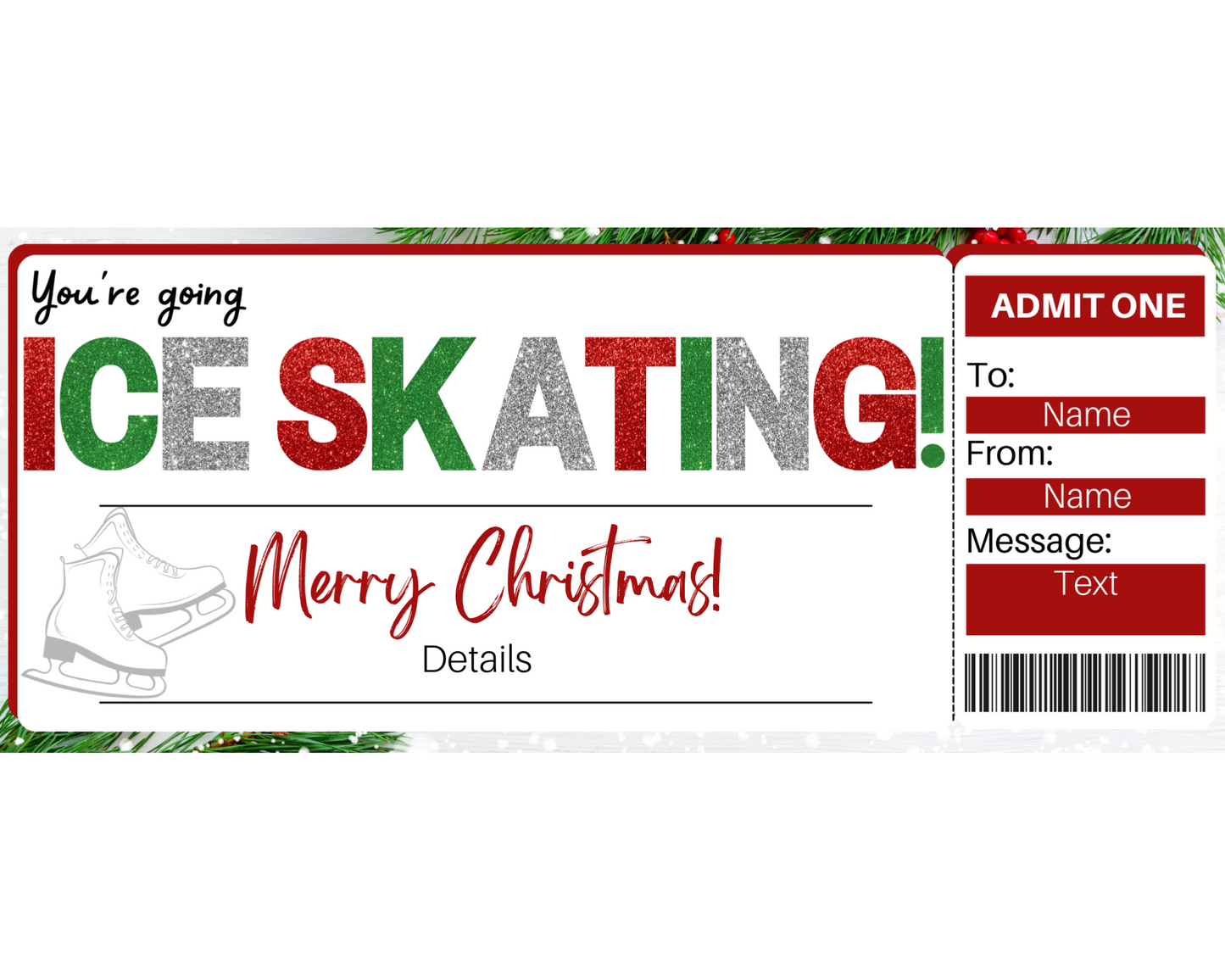 Christmas Ice Skating Gift Ticket