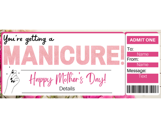 Mother's Day Manicure Gift Ticket Template