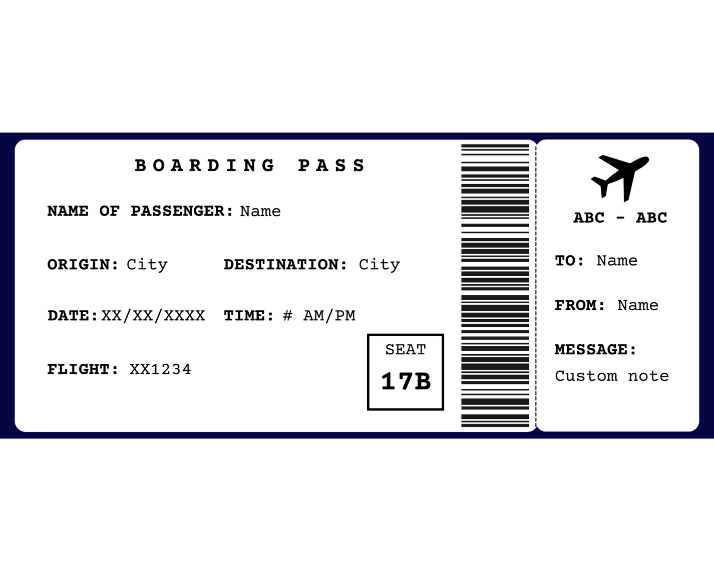 Printable Boarding Pass Template – Printed Smile Shop