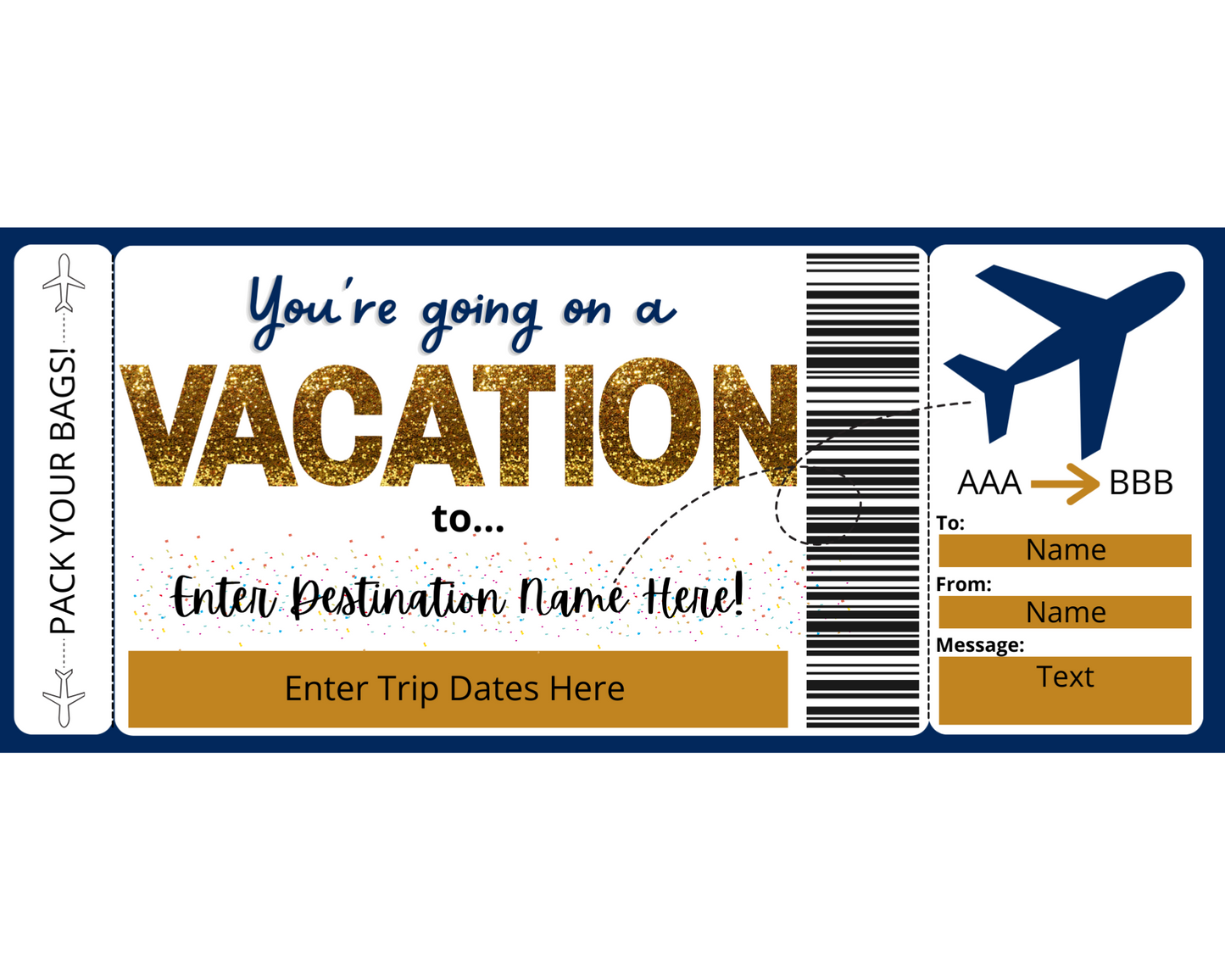 Surprise Vacation Boarding Pass Template