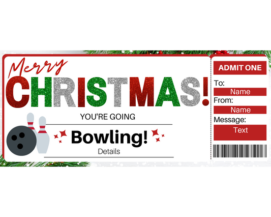 Christmas Bowling Gift Ticket Template