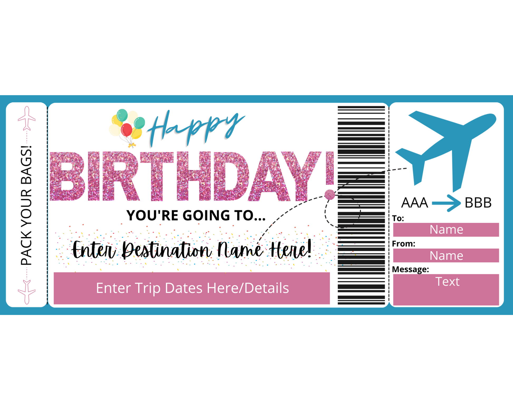 Surprise Travel Ticket Gift Idea Printable Boarding Pass 