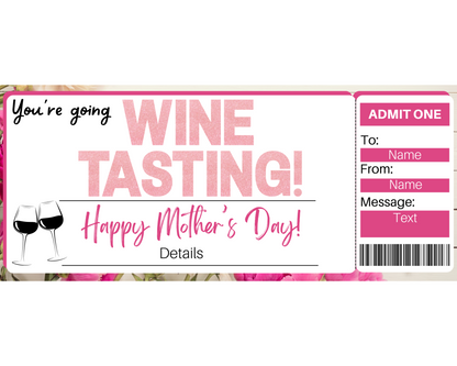 Mother's Day Wine Tasting Gift Ticket Template