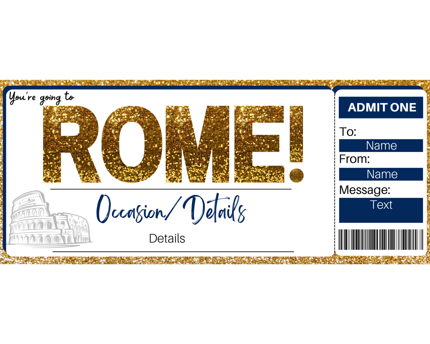 Rome Boarding Pass Ticket Template