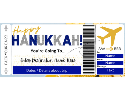 Hanukkah Boarding Pass Template