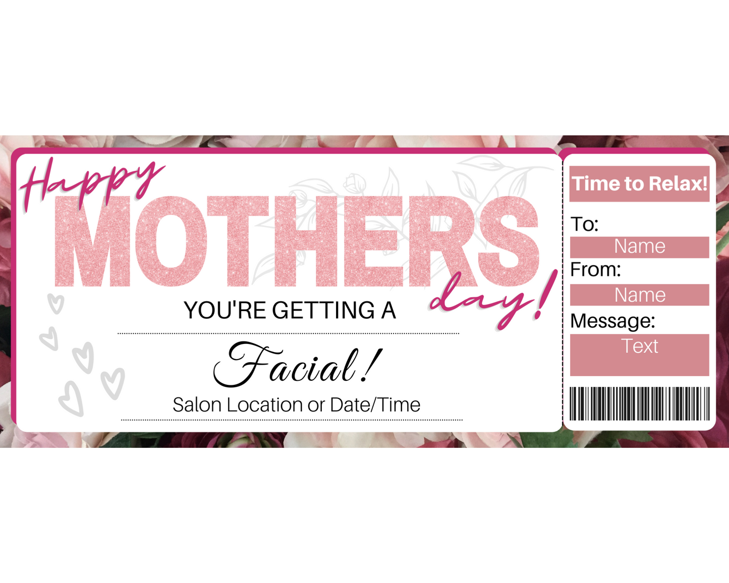 Mother's Day Facial Gift Certificate Template