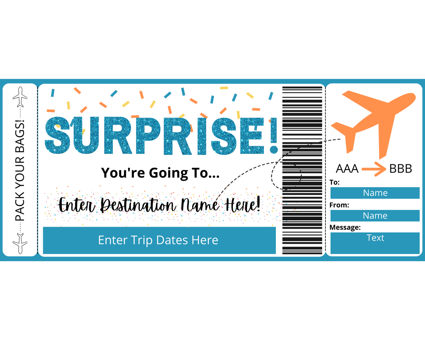 Surprise Boarding Pass Template