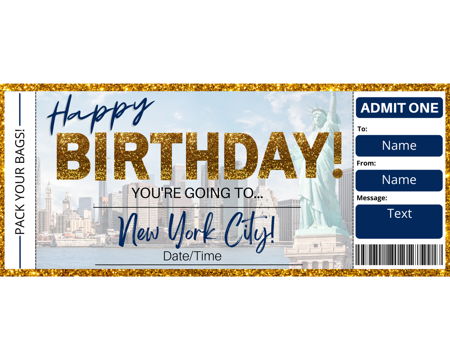Birthday New York City Boarding Pass Template