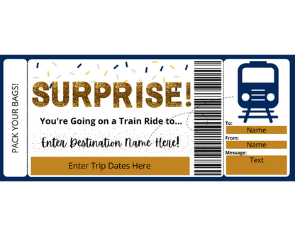 Surprise Train Ride Boarding Pass Template