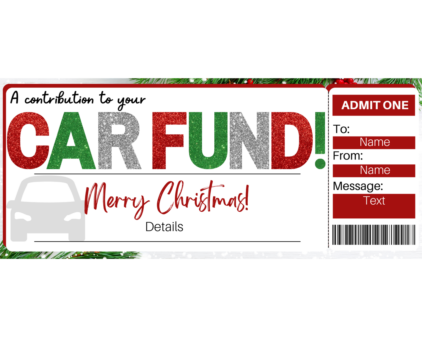 Christmas Car Fund Gift Certificate