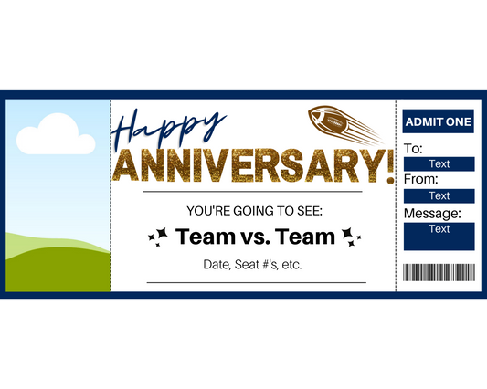 Anniversary Football Game Gift Ticket