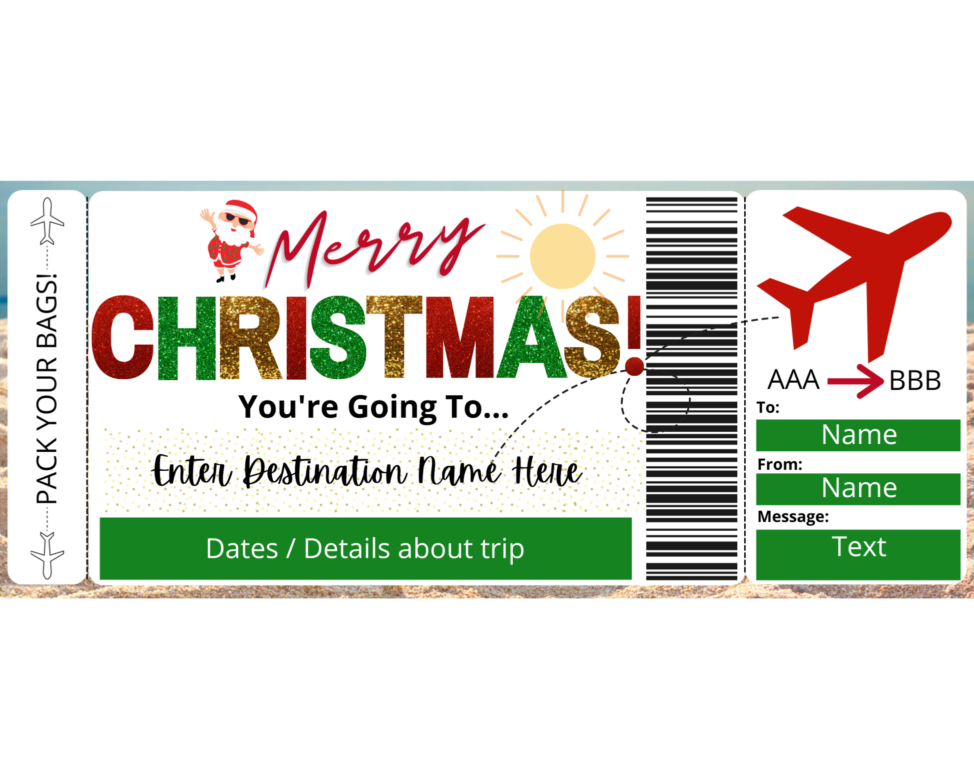 Christmas Boarding Pass Template – Printed Smile Shop